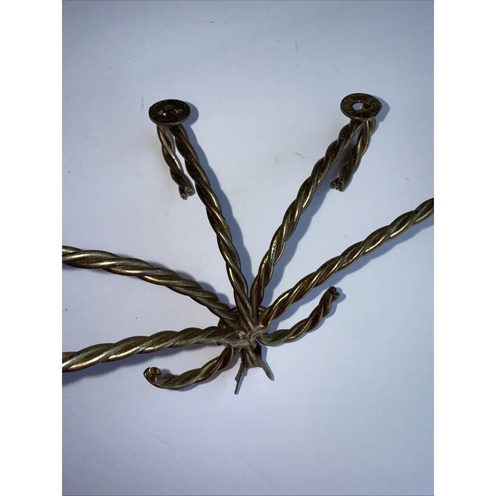 2 Vintage Twisted Rope Wall Shelf Brackets - Hollywood Regency Style -‎ Gold
